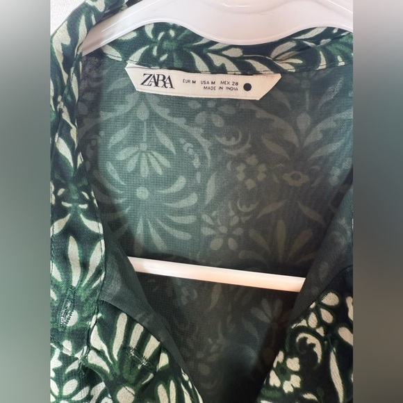 Zara Green Floral Long Sleeve Dress - Picture 5 of 6